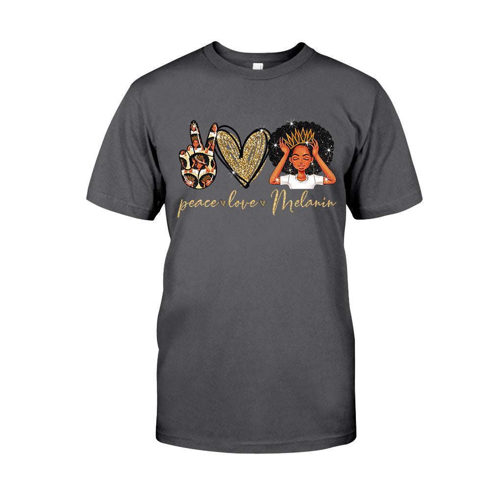 Melanin -African American T-shirt and Hoodie With Faux Glitter Print 1121