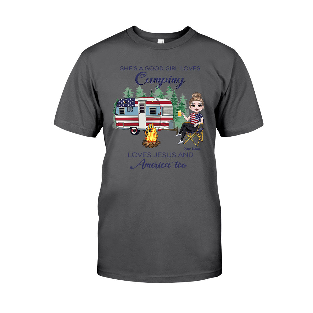 She's A Good Girl Loves Camping - Personalized Independence Day T-shirt and Hoodie