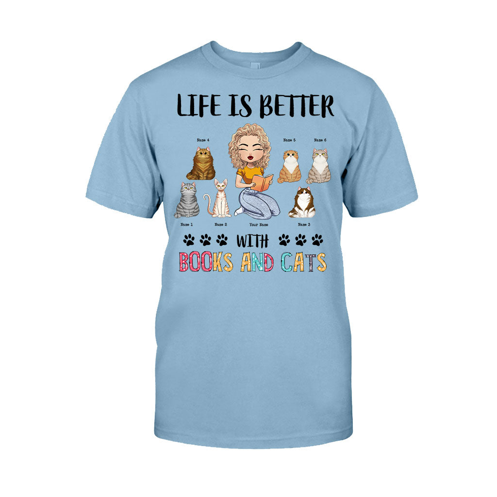 Life Is Better With Books And Cats - Personalized Book T-shirt and Hoodie