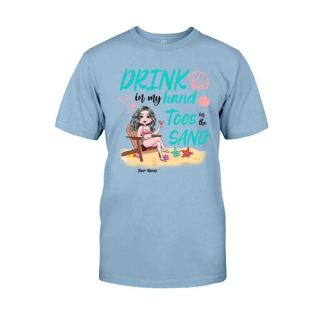 Drink In My Hand Toes In The Sand - Personalized Sea Lover T-shirt and Hoodie