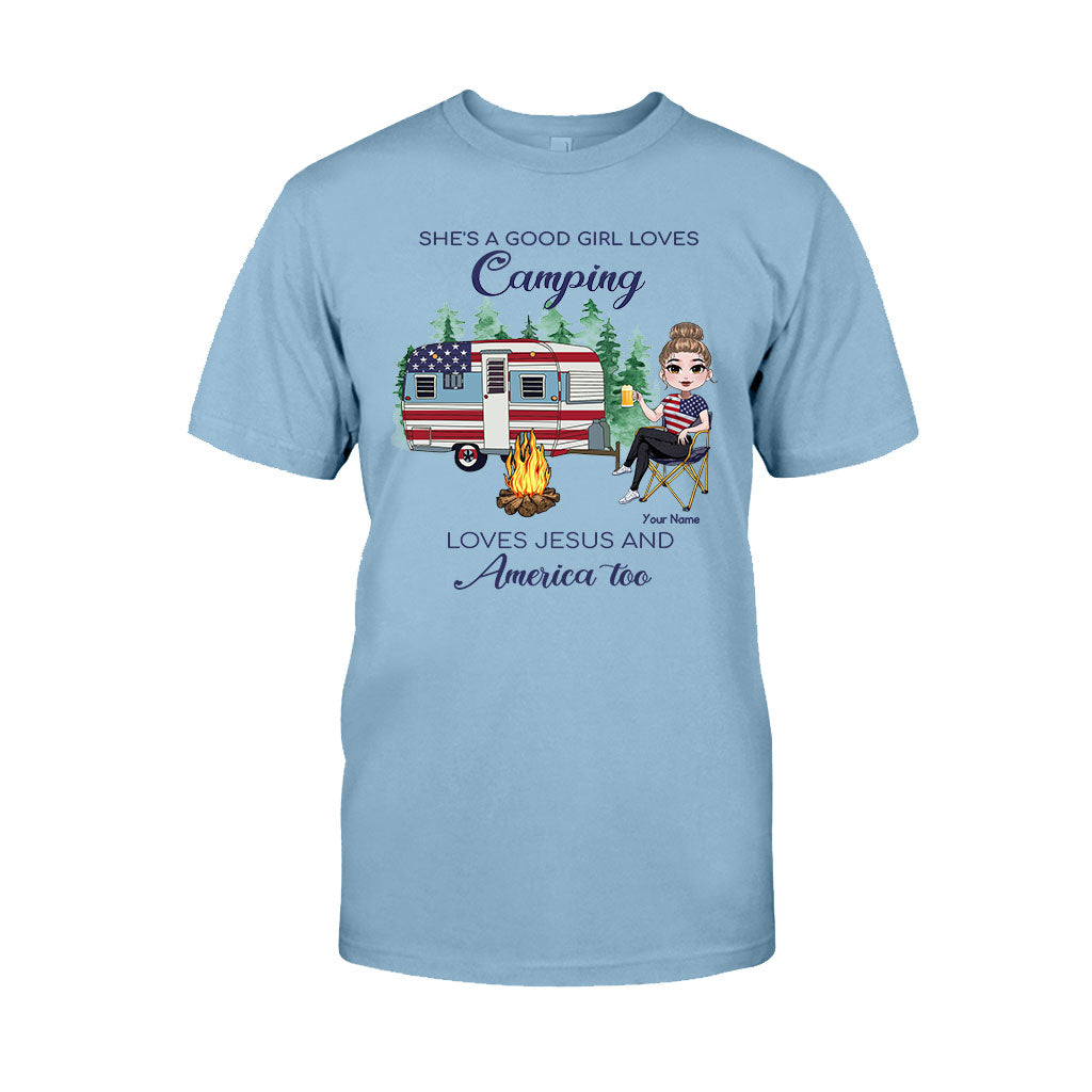 She's A Good Girl Loves Camping - Personalized Independence Day T-shirt and Hoodie