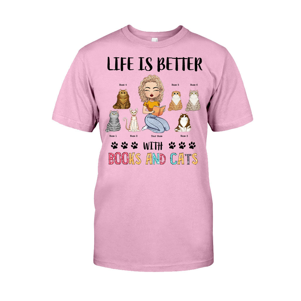 Life Is Better With Books And Cats - Personalized Book T-shirt and Hoodie
