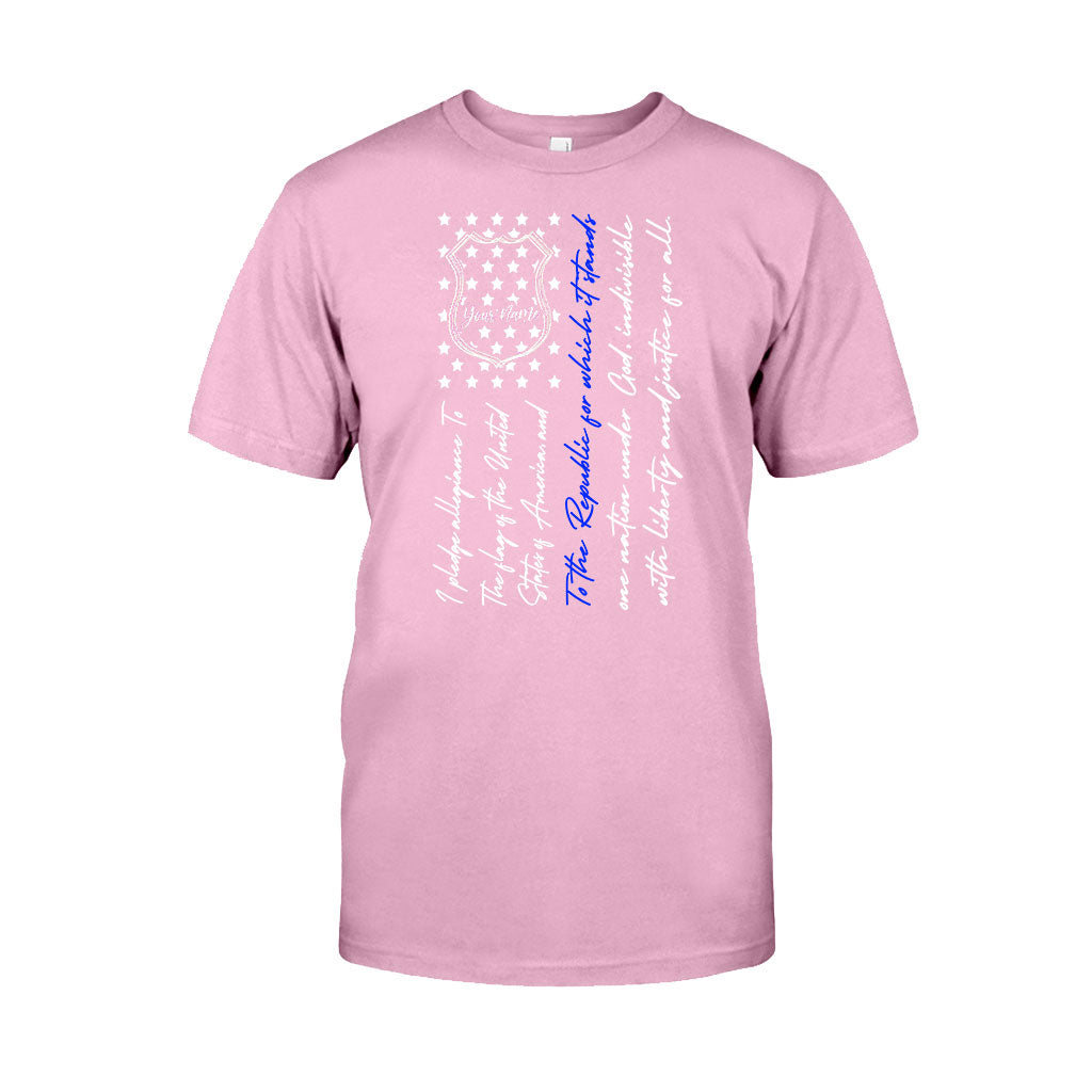 Police Badge Pledge Of Allegiance - Personalized Independence Day T-shirt and Hoodie