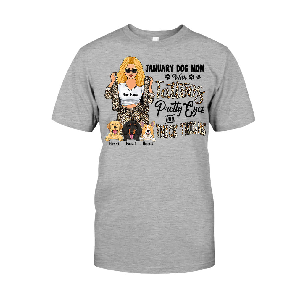 Dog Mom With Tattoos Pretty Eyes And Thick Thighs - Personalized Mother's Day Dog T-shirt and Hoodie