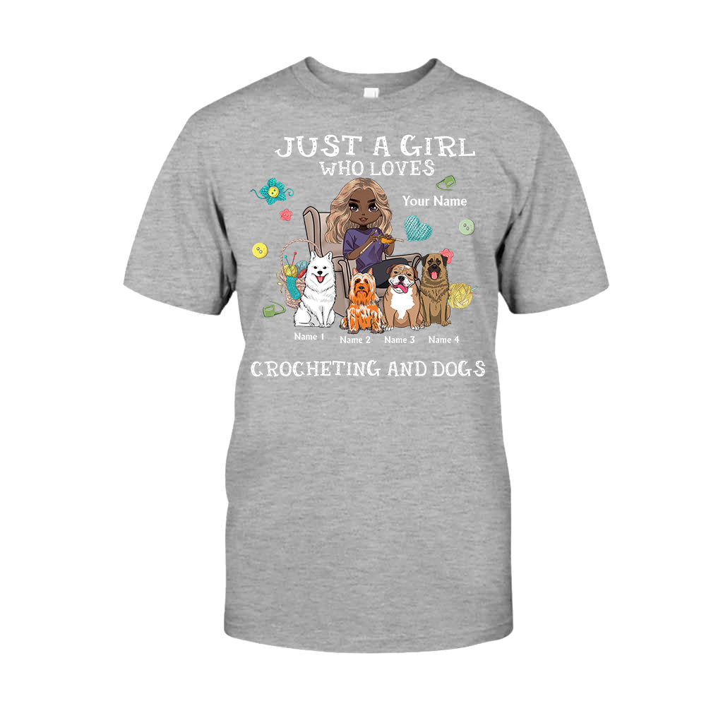 Just A Girl Who Loves Crocheting And Dogs - Personalized T-shirt and Hoodie