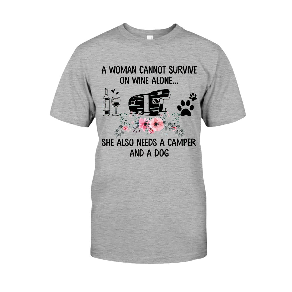 A Woman Cannot Survive On Wine Alone - Camping T-shirt and Hoodie 1121
