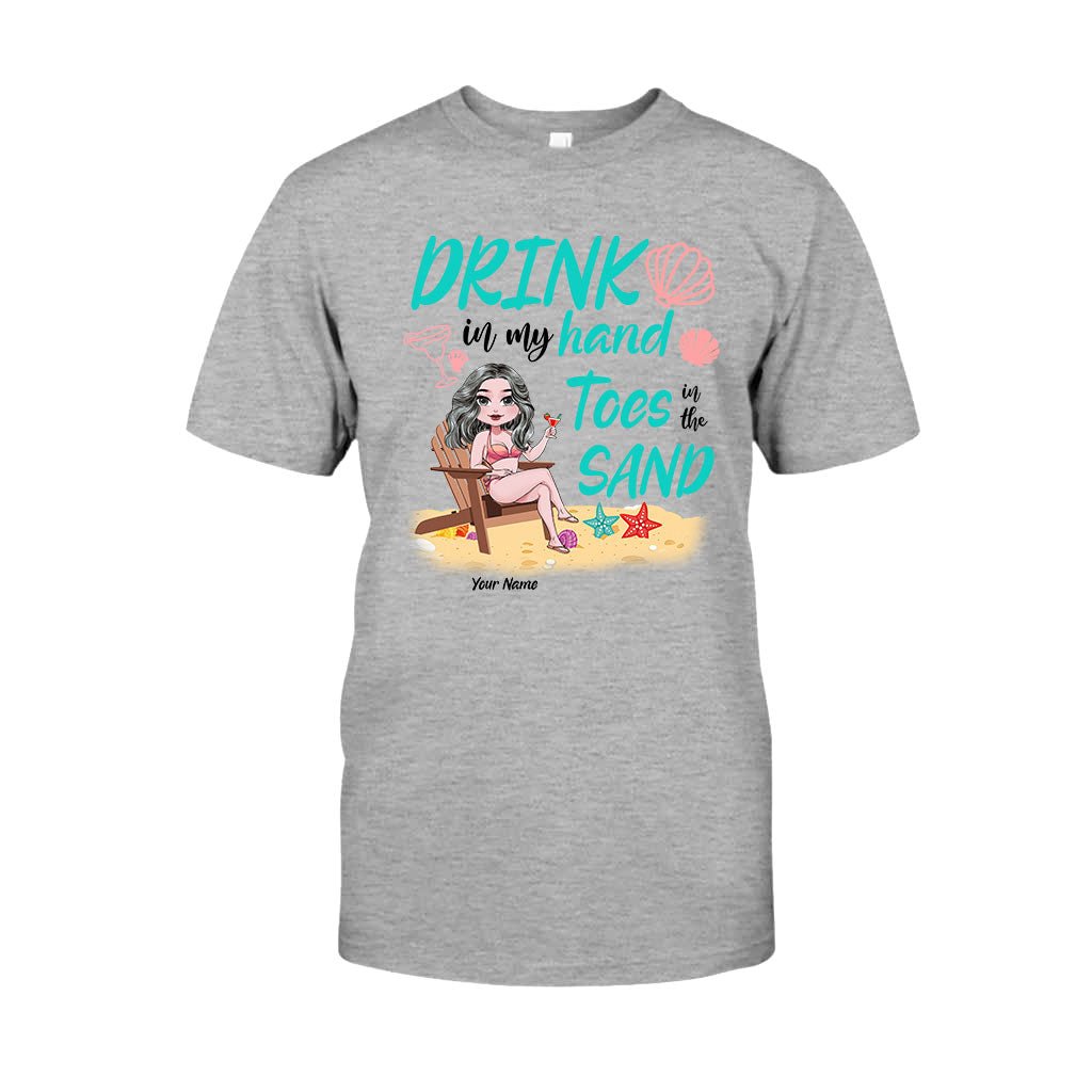 Drink In My Hand Toes In The Sand - Personalized Sea Lover T-shirt and Hoodie