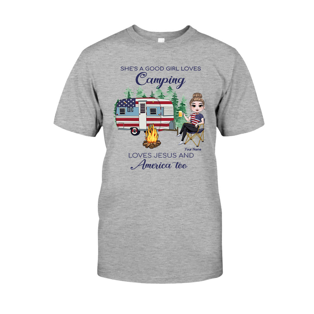 She's A Good Girl Loves Camping - Personalized Independence Day T-shirt and Hoodie