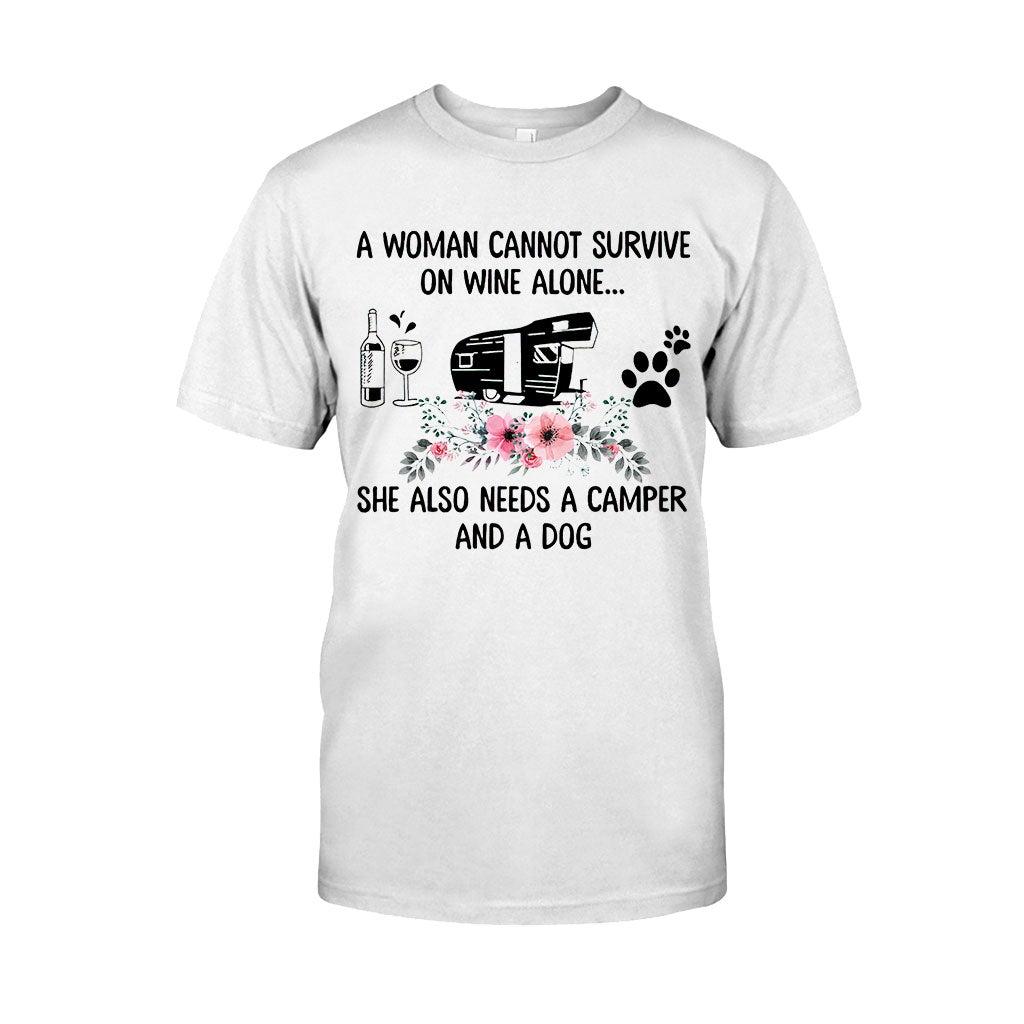 A Woman Cannot Survive On Wine Alone - Camping T-shirt and Hoodie 1121