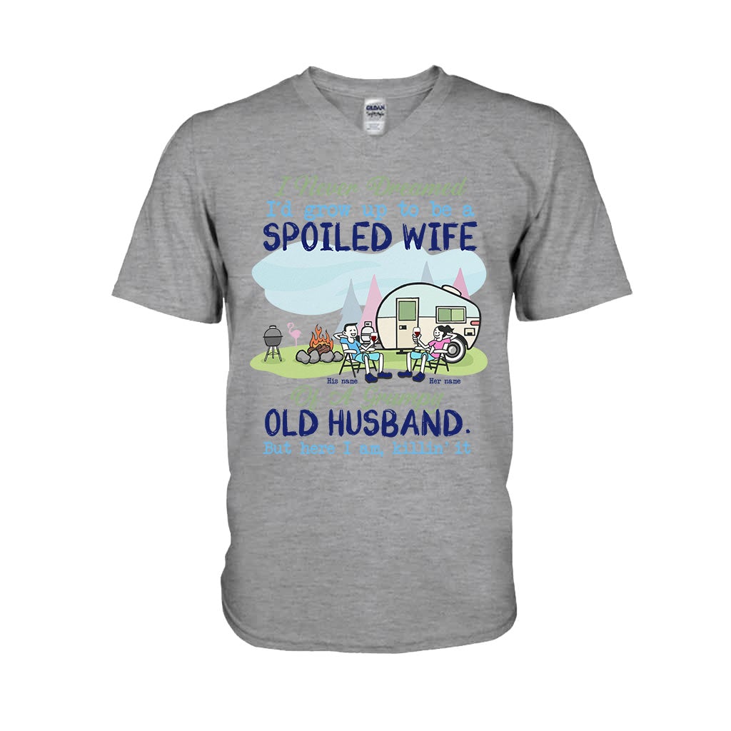 Spoiled Wife Camping Couple - Personalized T-shirt and Hoodie