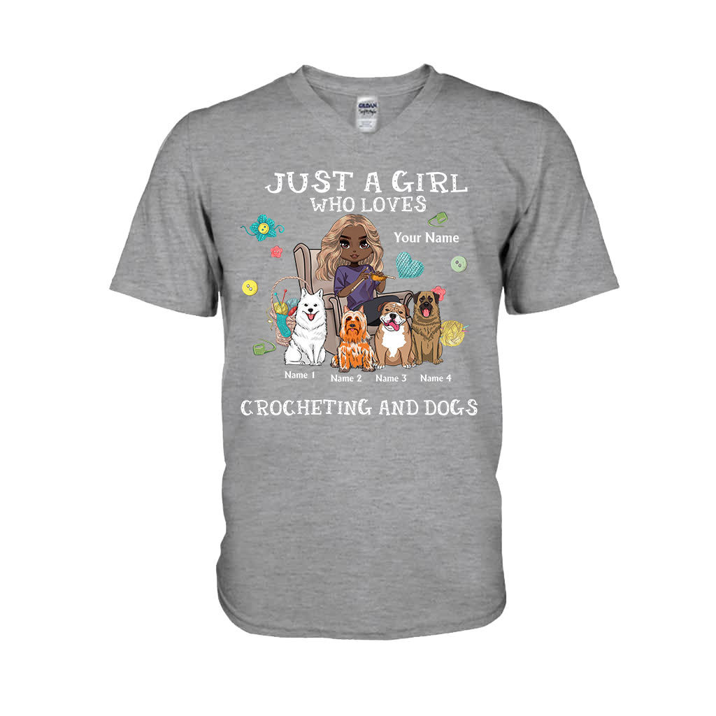 Just A Girl Who Loves Crocheting And Dogs - Personalized T-shirt and Hoodie