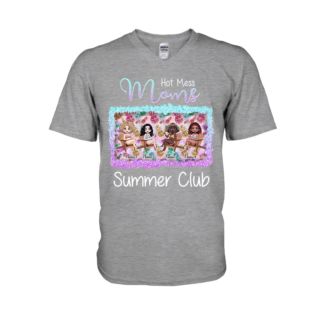 Hot Mess Moms Summer Club - Personalized Bestie T-shirt and Hoodie