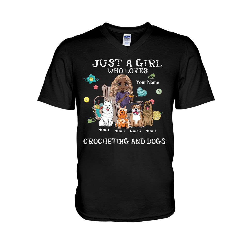 Just A Girl Who Loves Crocheting And Dogs - Personalized T-shirt and Hoodie