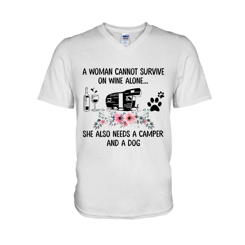 A Woman Cannot Survive On Wine Alone - Camping T-shirt and Hoodie 1121