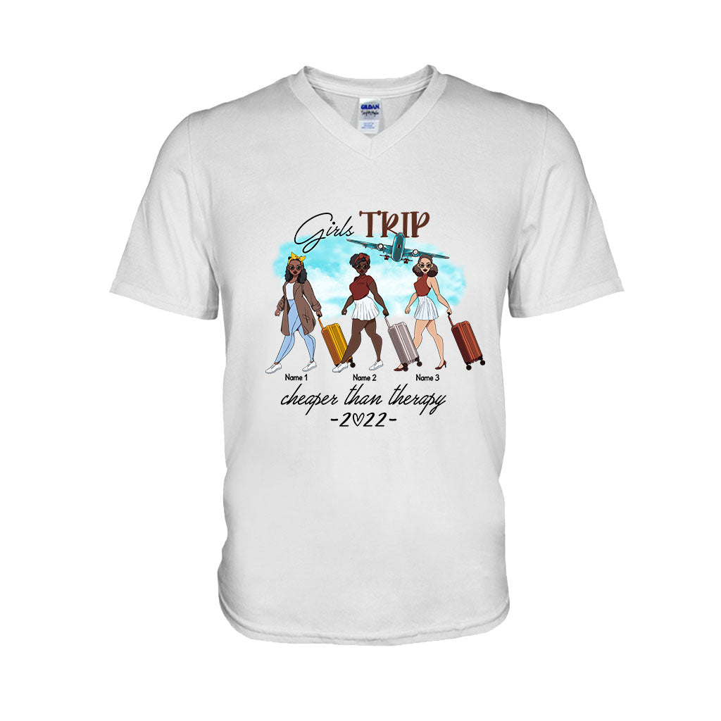 Girl's Trip Is Cheaper Than Therapy 2022 - Personalized Travelling T-shirt and Hoodie