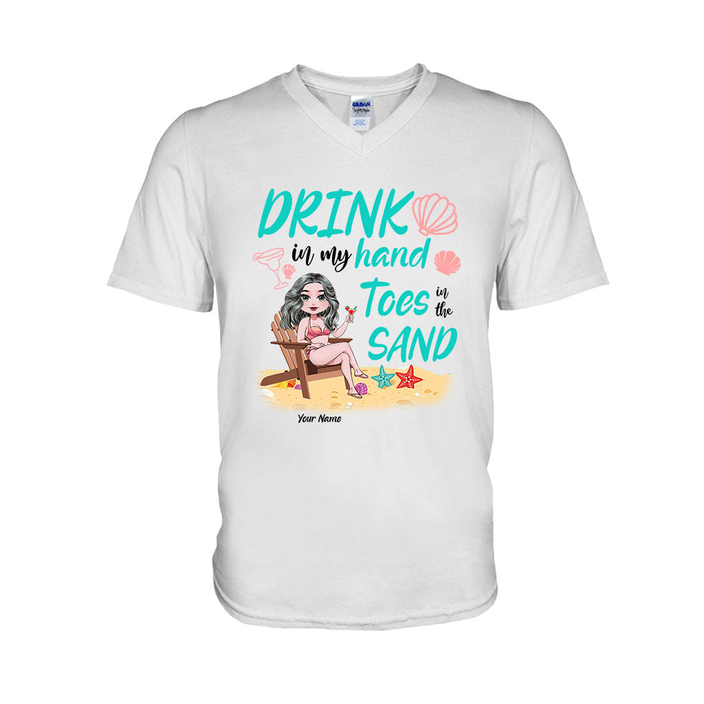 Drink In My Hand Toes In The Sand - Personalized Sea Lover T-shirt and Hoodie