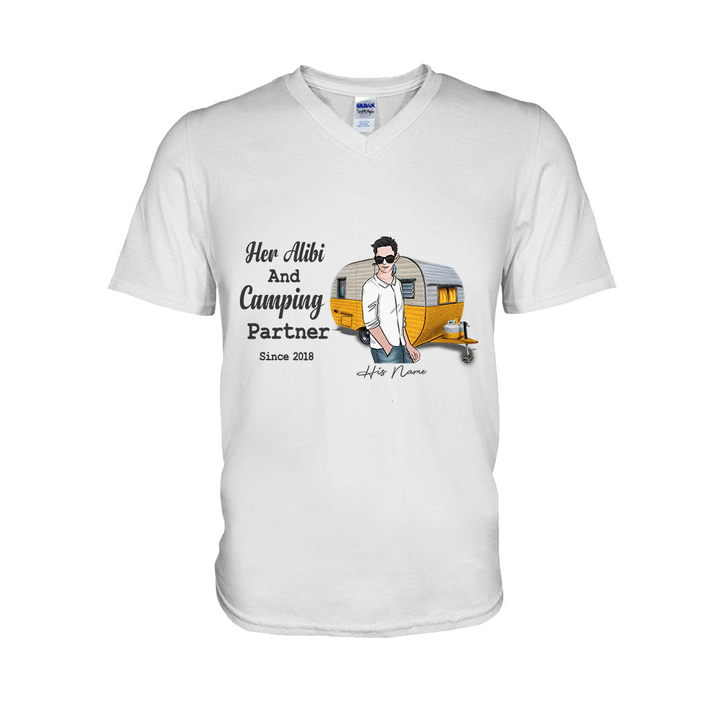 Her Alibi And Camping Partner - Personalized Couple T-shirt and Hoodie