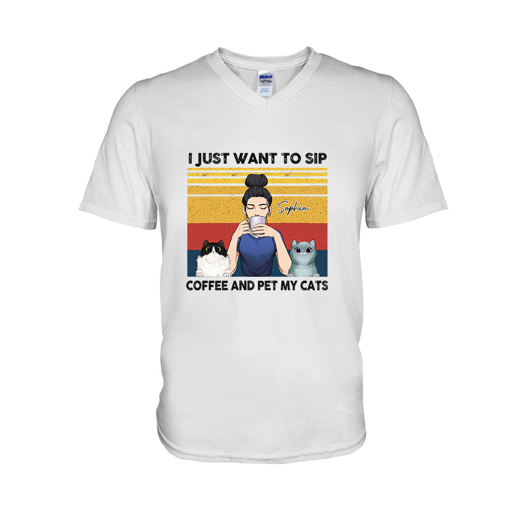 Cat Mom Coffee - Personalized Cat T-shirt and Hoodie