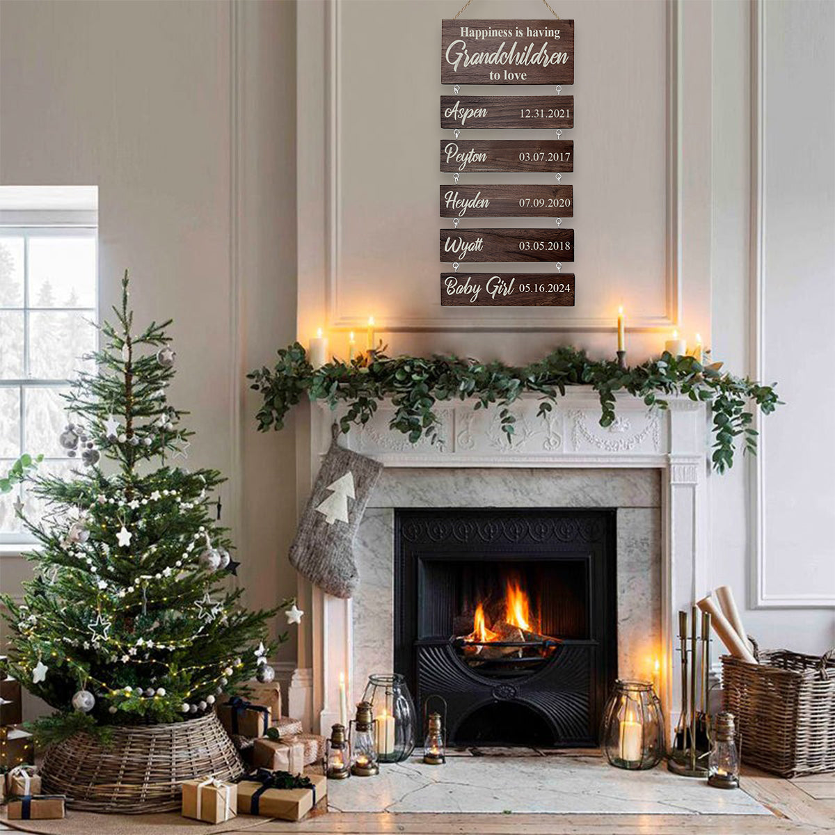 Happiness Is Having Grandchildren To Love - Personalized Grandma Pallet Wood Sign