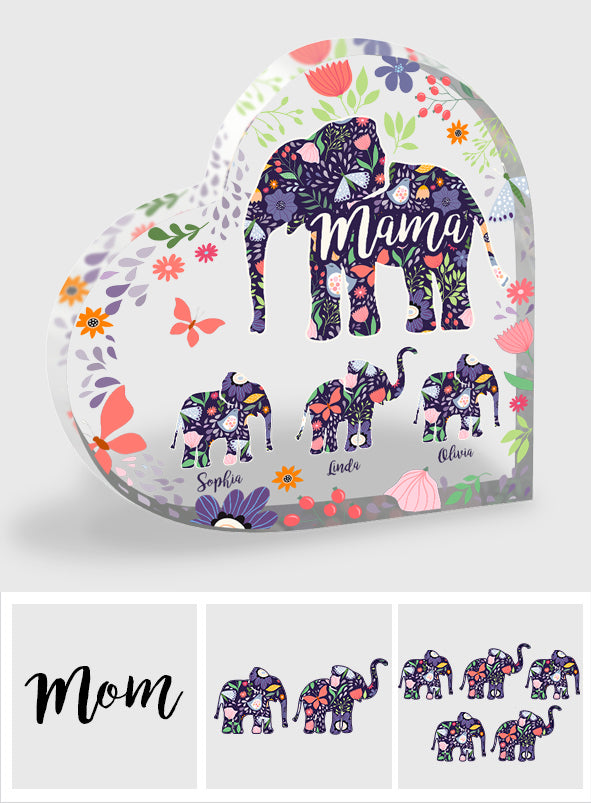 Elephant Mom - Personalized Mother Custom Shaped Acrylic Plaque
