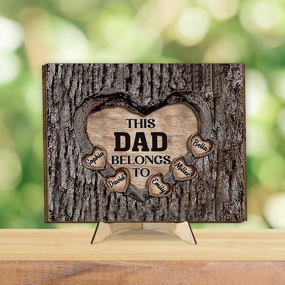 This Dad Mom Grandma Grandpa Belongs To Wooden Heart - Personalized Father 2 Layered Wood Sign / Wood Plaque