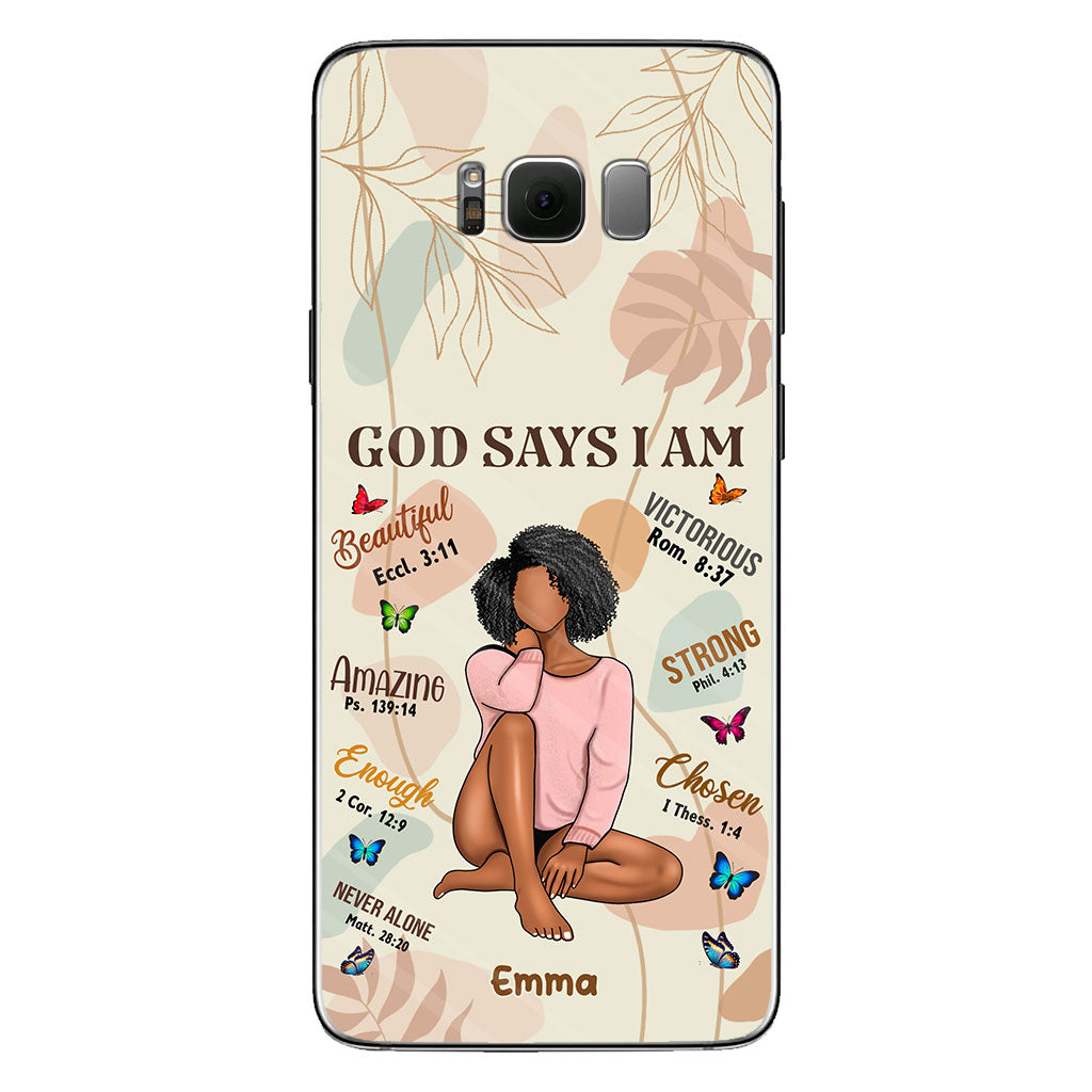 God Says I Am - Personalized African American Phone Case