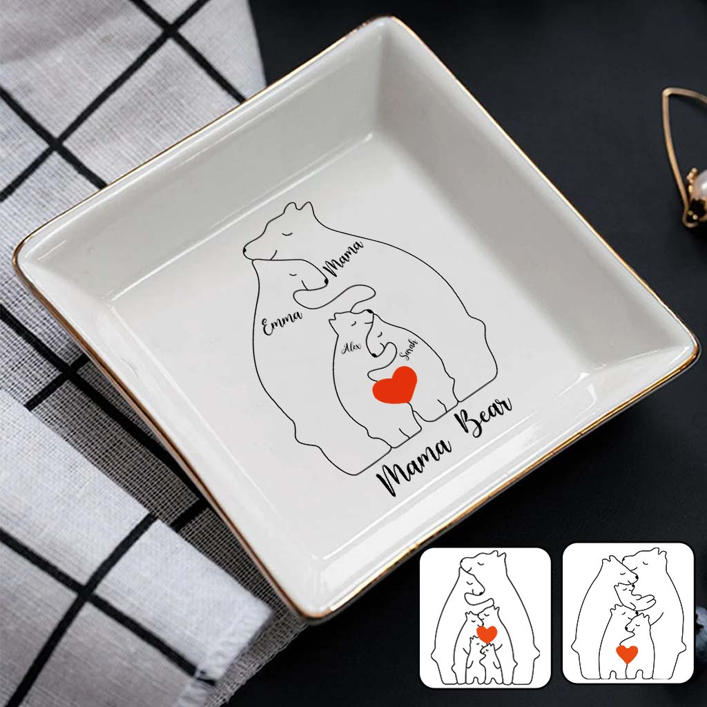 Mama Bear Daisy - Personalized Mother Jewelry Dish