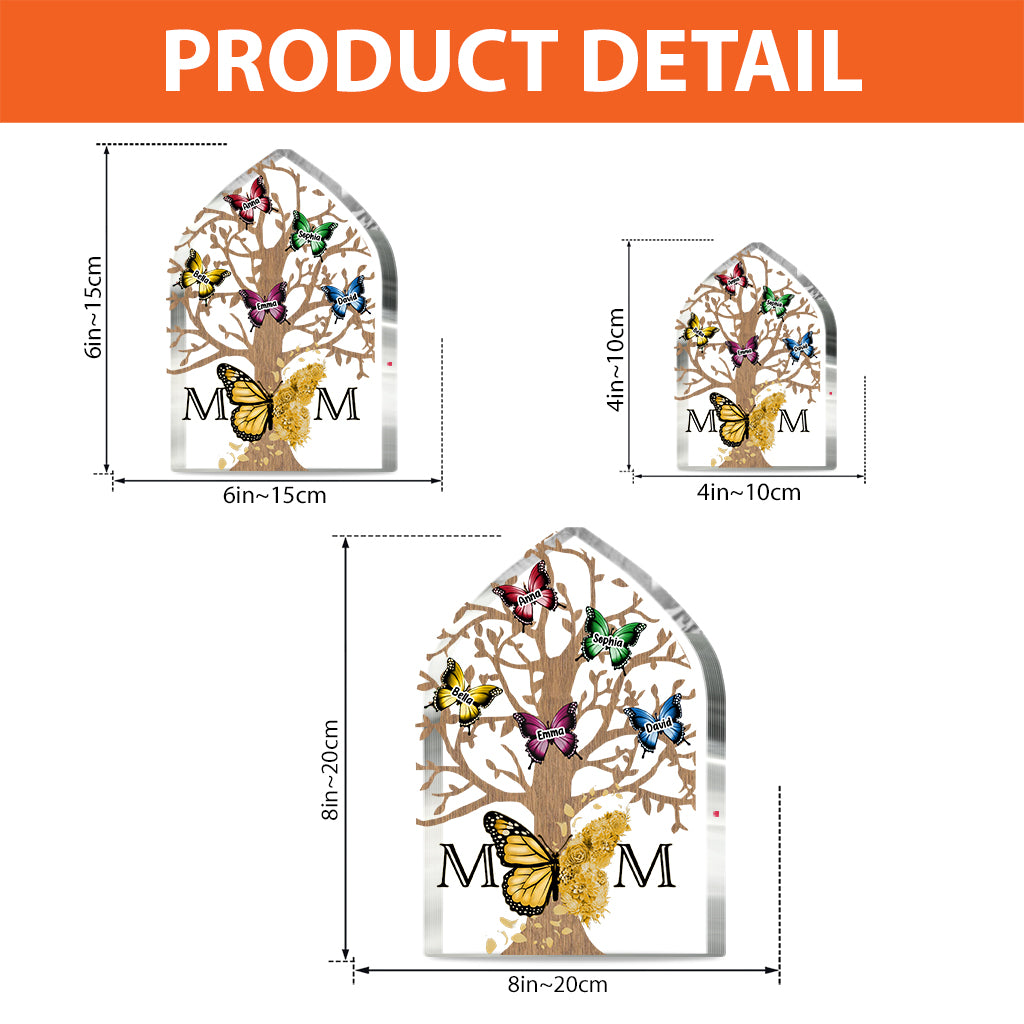 Mom Butterflies - Personalized Mother Custom Shaped Acrylic Plaque