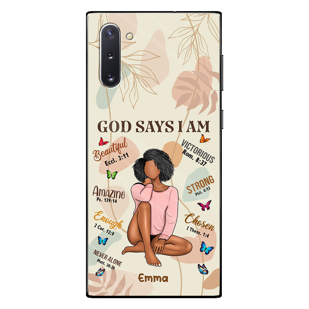 God Says I Am - Personalized African American Phone Case
