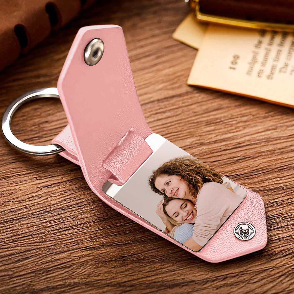 Custom Mother Photo - Personalized Mother Leather Photo Keychain