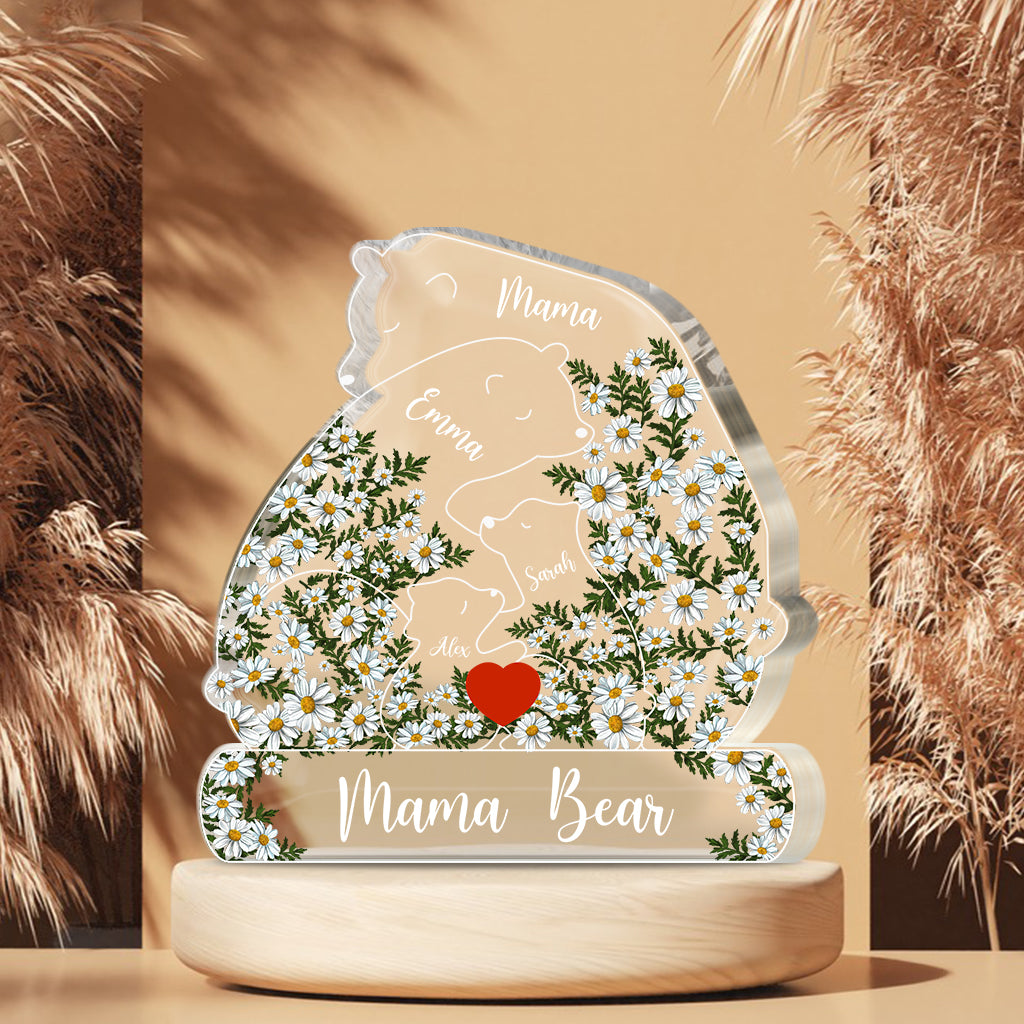 Mama Bear Daisy - Personalized Mother Custom Shaped Acrylic Plaque
