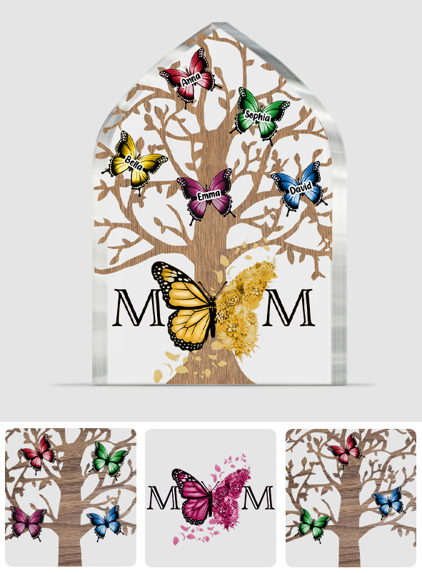 Mom Butterflies - Personalized Mother Custom Shaped Acrylic Plaque
