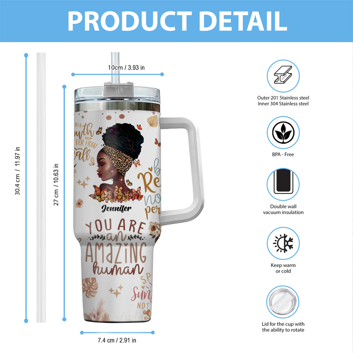 I Decided My Vibe - Personalized African American Tumbler With Handle