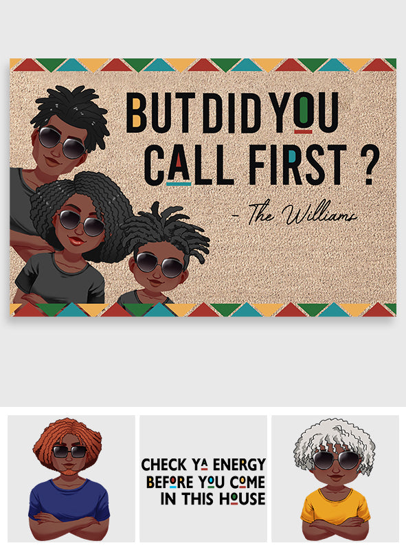 But Did You Call First - Personalized African American Doormat