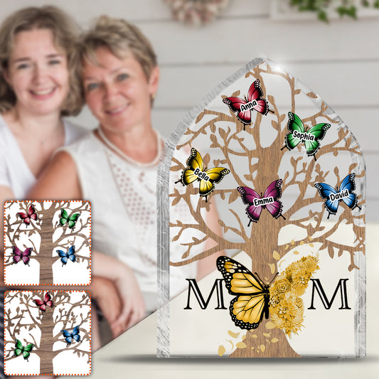Mom Butterflies - Personalized Mother Custom Shaped Acrylic Plaque