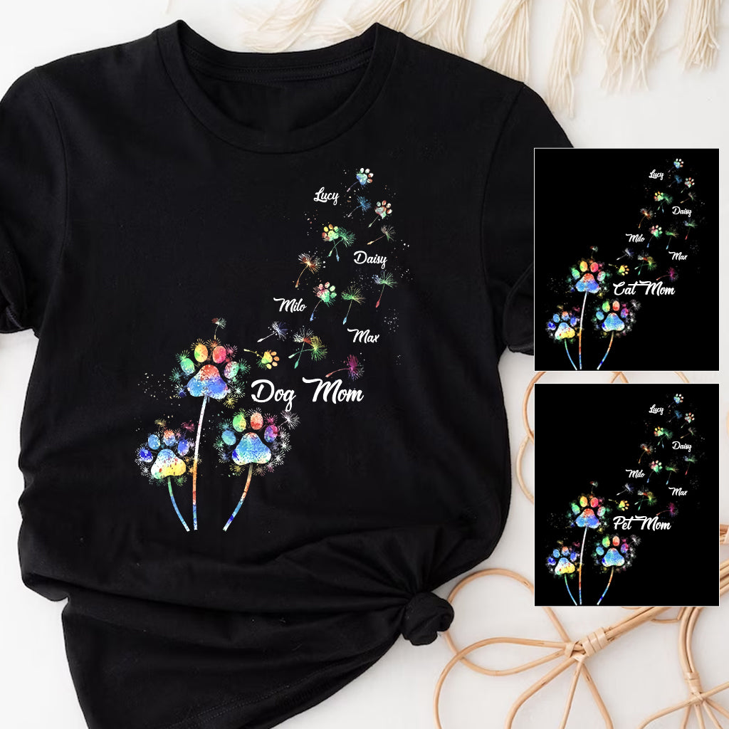 Dog Mom/ Cat Mom/ Pet Mom Colorful Dandelion - Personalized Dog T-shirt And Hoodie