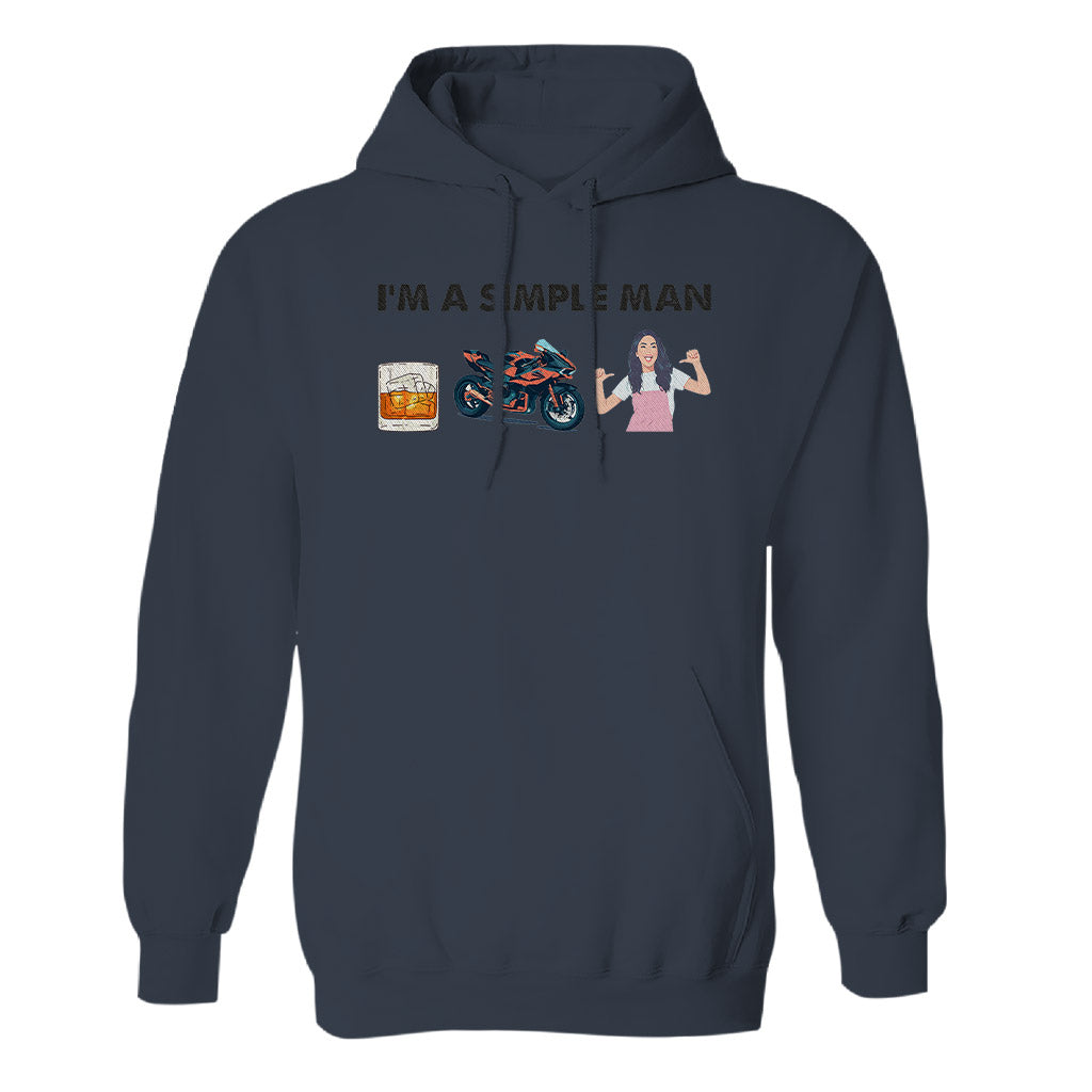 I'm A Simple Man - Personalized Couple Embroidered Hoodie