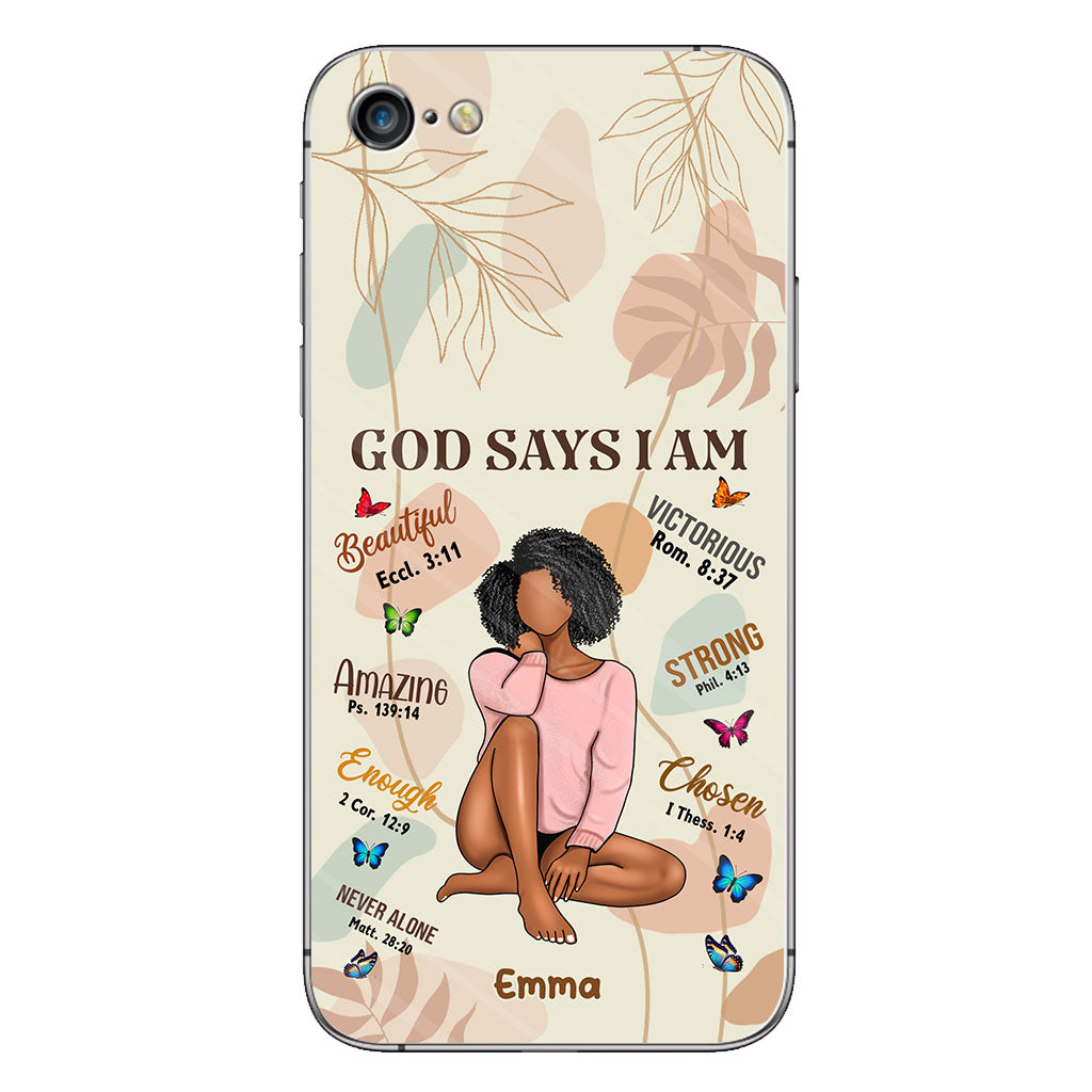 God Says I Am - Personalized African American Phone Case