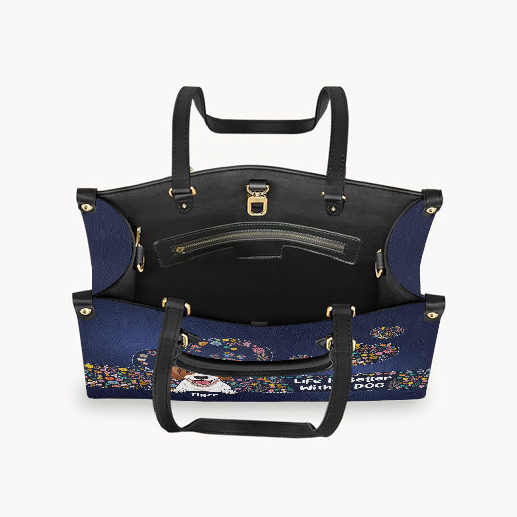 Life Is Better With Dogs - Personalized Dog Leather Handbag