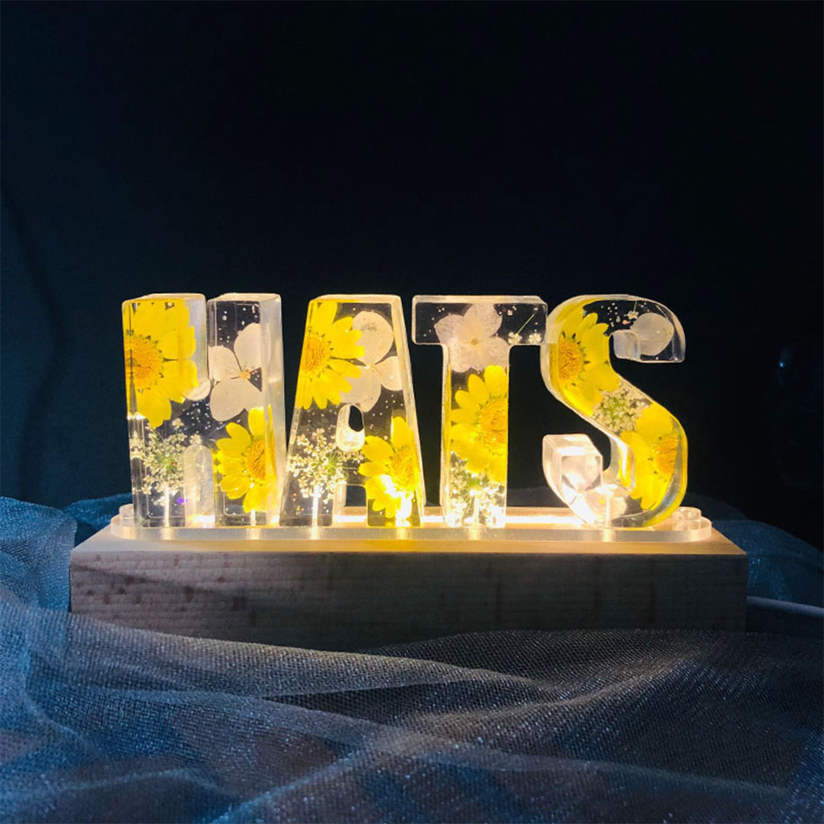 Mom Floral Resin Lamp - Personalized Mother Custom Name Lamp