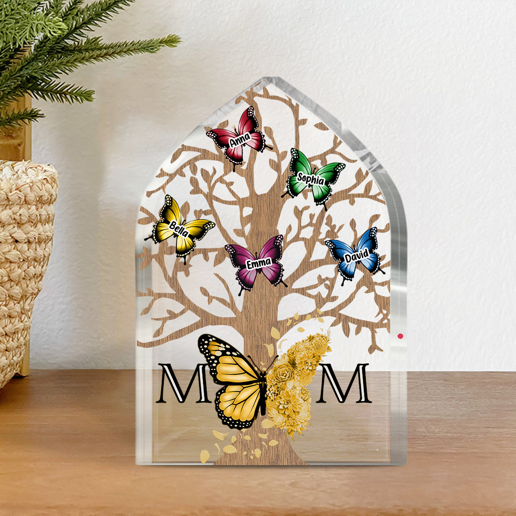 Mom Butterflies - Personalized Mother Custom Shaped Acrylic Plaque