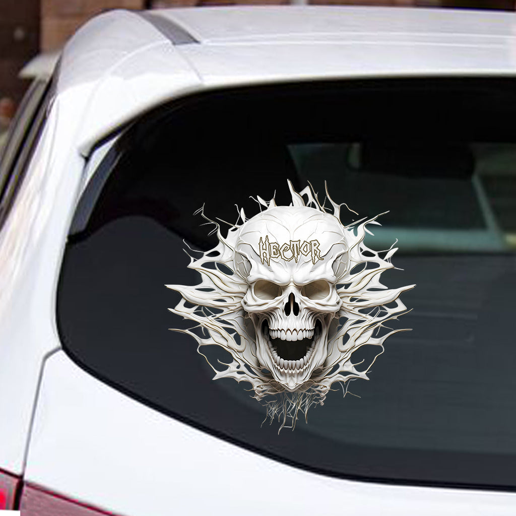 White Skull - Personalized Skull Decal Full
