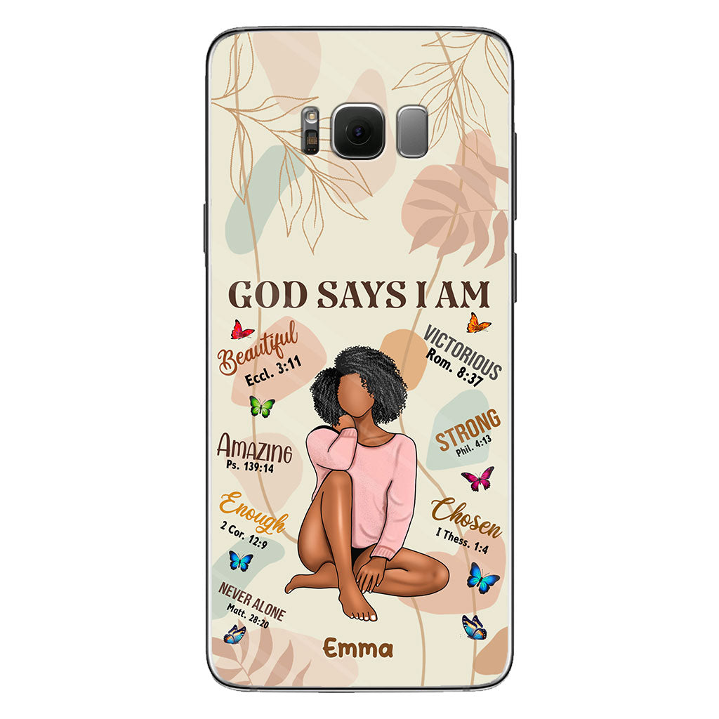 God Says I Am - Personalized African American Phone Case