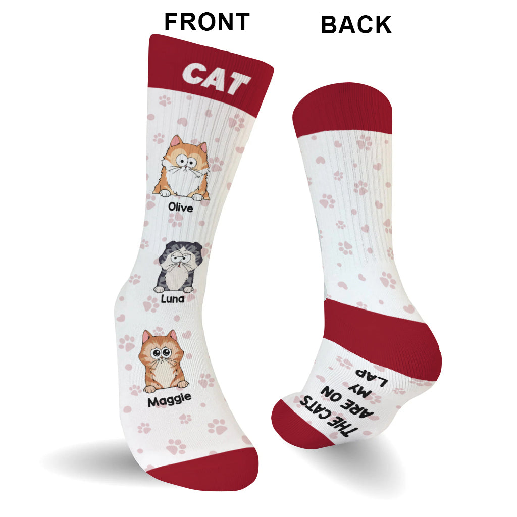 The Cats Are On My Lap - Personalized Cat Socks