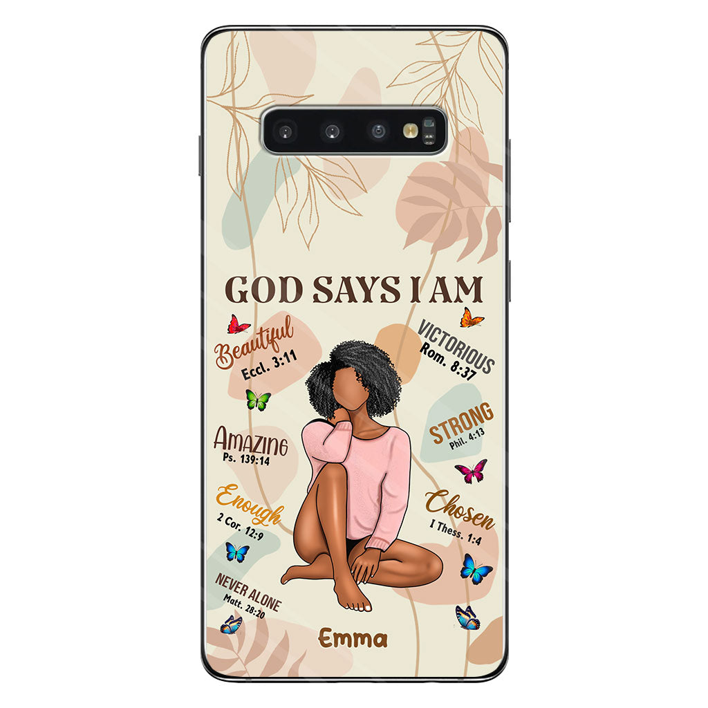 God Says I Am - Personalized African American Phone Case