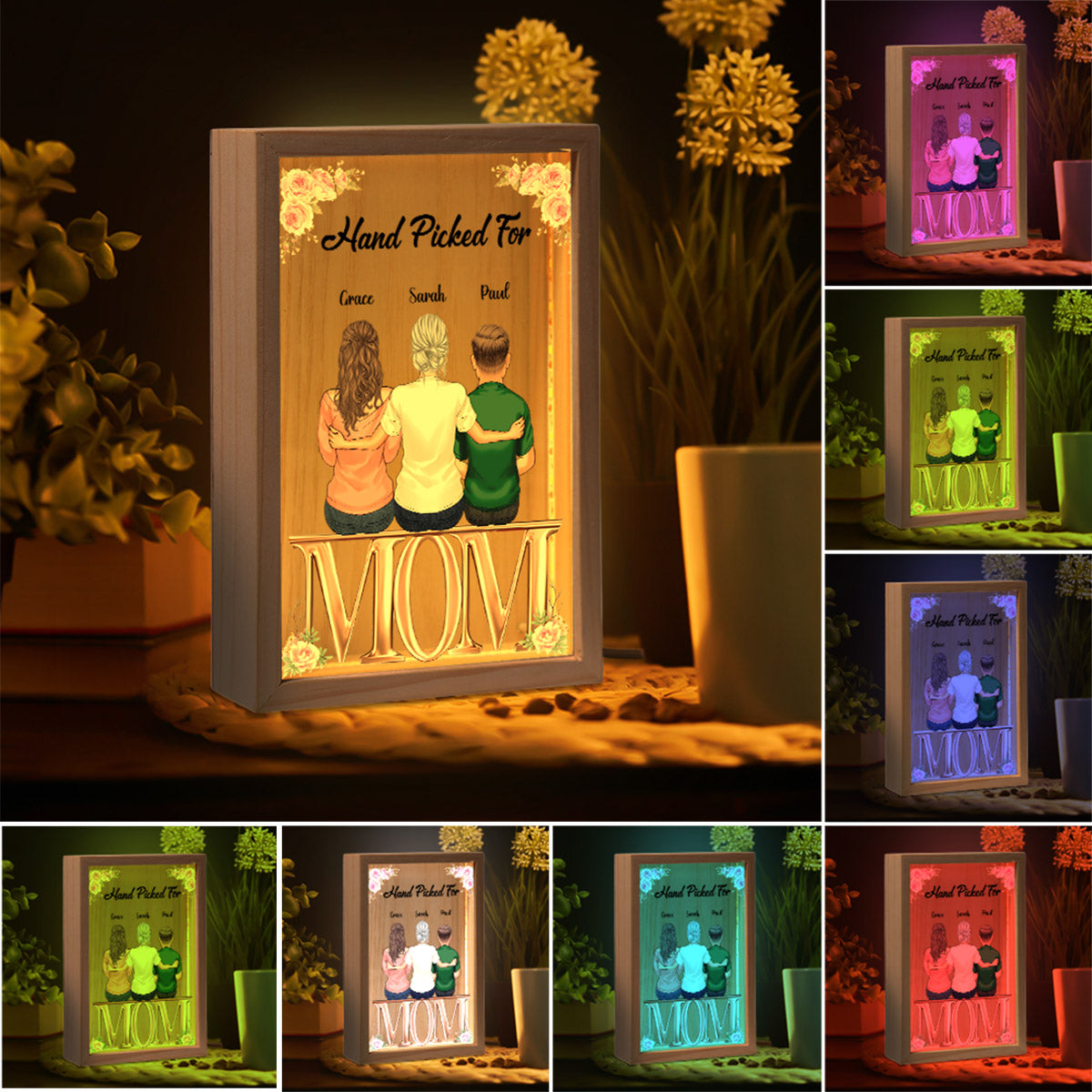 Hand Picked Flower For Mom - Personalized Mother Picture Frame Light Box