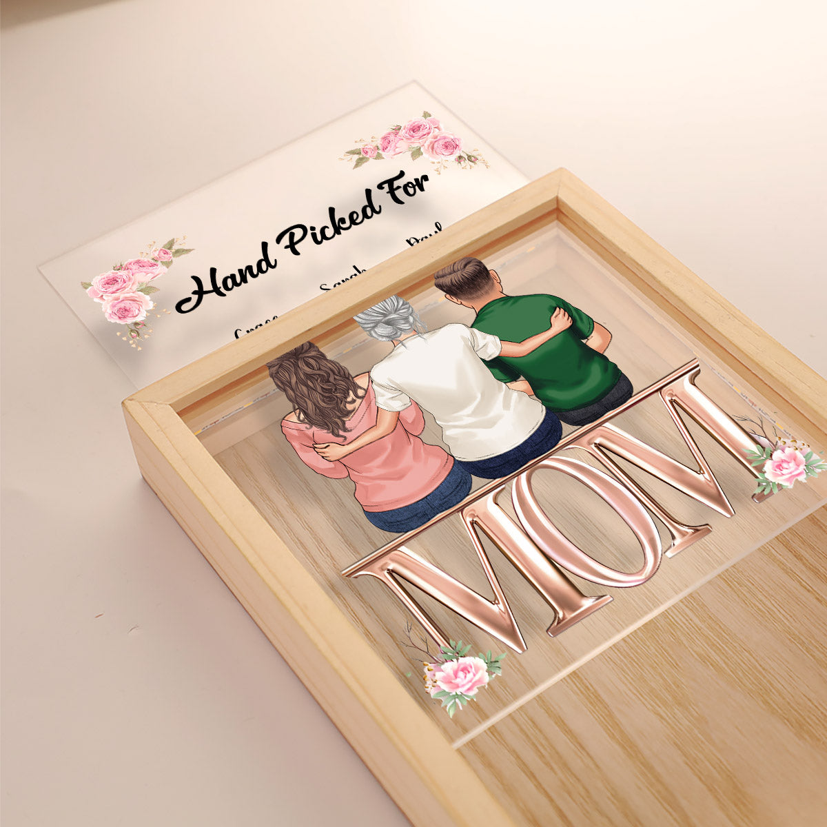 Hand Picked Flower For Mom - Personalized Mother Picture Frame Light Box