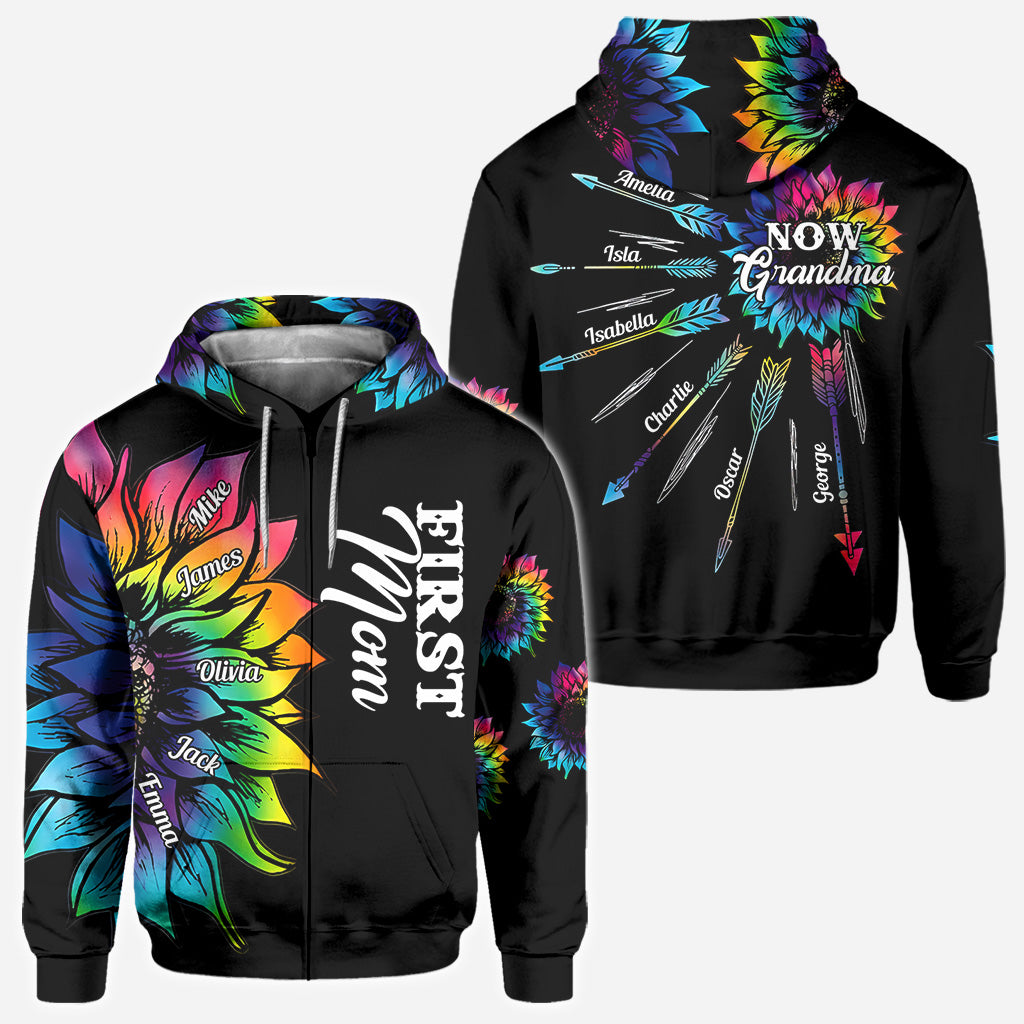 First Mother Now Grandma With Any Title And Kid Name - Personalized Mother All Over Shirt