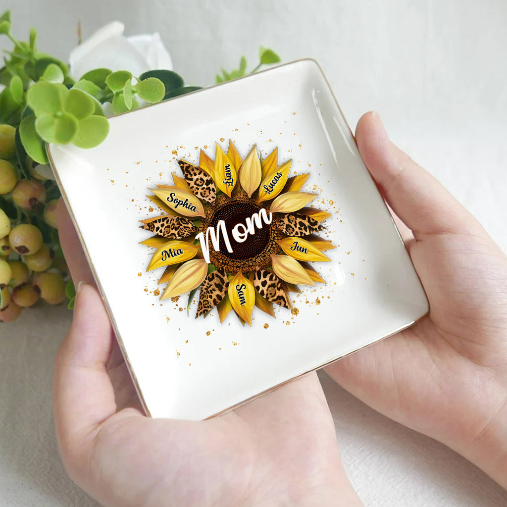 Sunflower Custom Any Title - Personalized Mother Jewelry Dish
