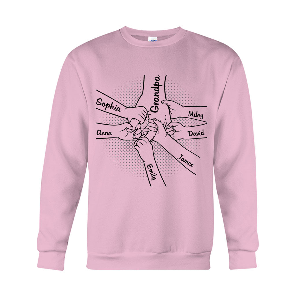 Hand In Hand - Personalized Grandpa T-shirt And Hoodie